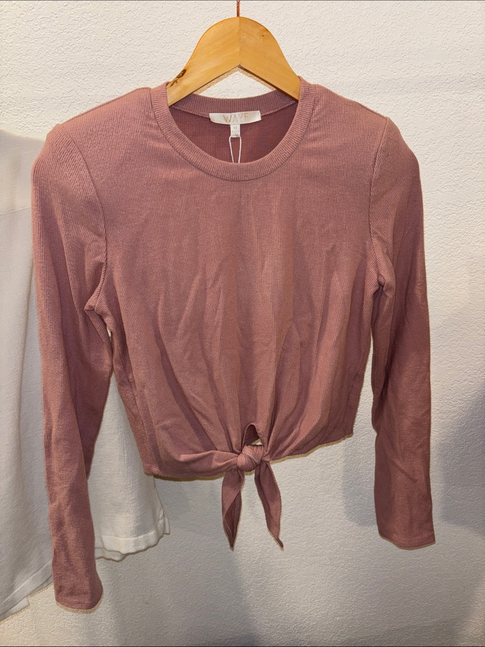 Wayf Mauve Long-Sleeve Tie-Front Top